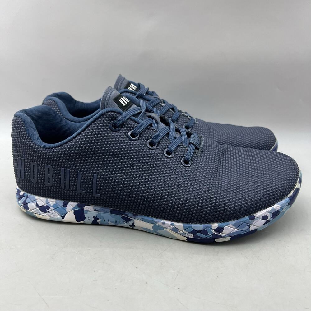 NOBULL Outwork Trainer Shoes Men Size 10 Blue Camo SuperFabric Gym Low Sneakers